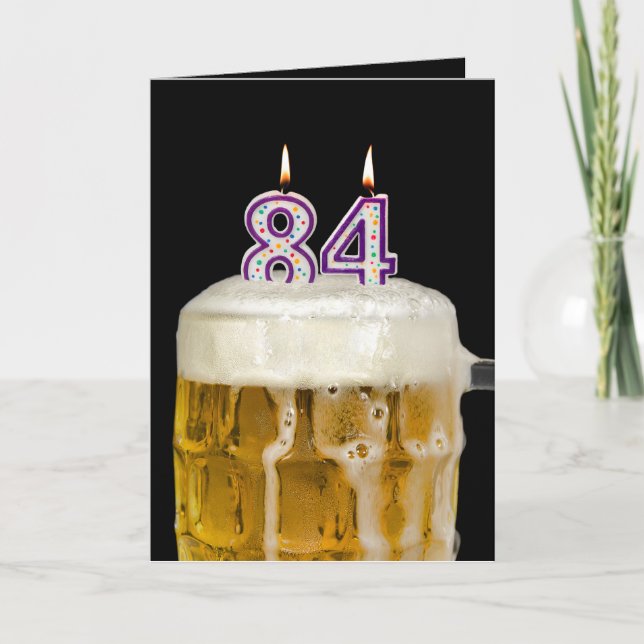 84th Birthday Beer on black Card (Front)