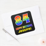 [ Thumbnail: 84th Birthday: Bold, Fun, Simple, Rainbow 84 Sticker ]