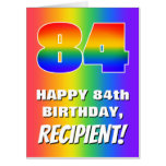 [ Thumbnail: 84th Birthday: Colorful, Fun Rainbow Pattern # 84 Card ]