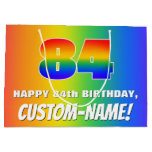 [ Thumbnail: 84th Birthday: Colorful, Fun Rainbow Pattern # 84 Gift Bag ]