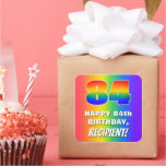 [ Thumbnail: 84th Birthday: Colorful, Fun Rainbow Pattern # 84 Sticker ]
