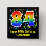 [ Thumbnail: 84th Birthday: Colorful Music Symbols, Rainbow 84 Button ]