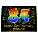 [ Thumbnail: 84th Birthday - Colorful Music Symbols, Rainbow 84 Gift Bag ]