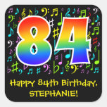 [ Thumbnail: 84th Birthday: Colorful Music Symbols, Rainbow 84 Sticker ]