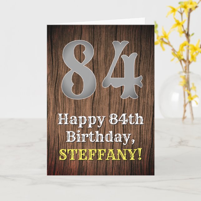 84th Birthday: Country Western Inspired Look, Name Card (Yellow Flower)