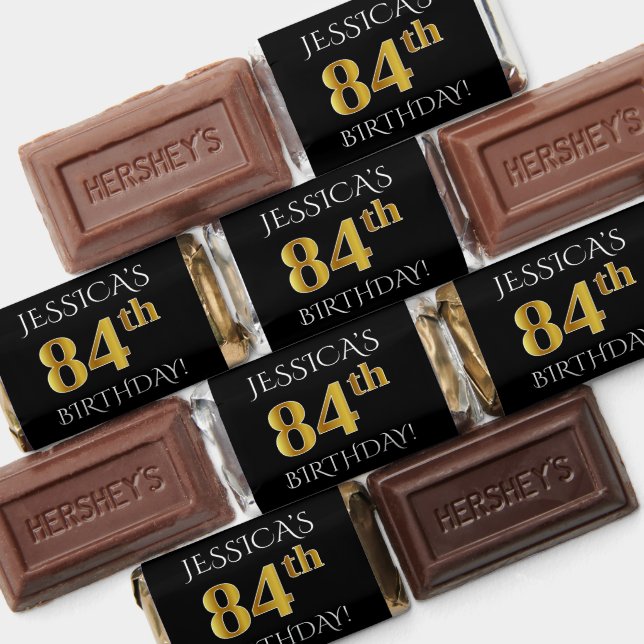 84th Birthday — Elegant, Faux Gold Look 84 + Name Hershey's Miniatures (Assorted)