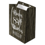 [ Thumbnail: 84th Birthday: Fancy, Faux Wood Look + Custom Name Gift Bag ]