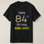 [ Thumbnail: 84th Birthday: Floral Flowers Number “84” + Name T-Shirt ]