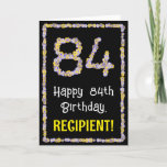 [ Thumbnail: 84th Birthday: Floral Flowers Number, Custom Name Card ]