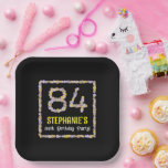 [ Thumbnail: 84th Birthday: Floral Flowers Number, Custom Name Paper Plates ]