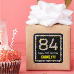 [ Thumbnail: 84th Birthday: Floral Flowers Number, Custom Name Sticker ]