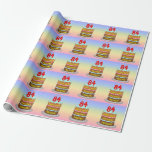 [ Thumbnail: 84th Birthday: Fun Cake and Candles + Custom Name Wrapping Paper ]