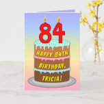 [ Thumbnail: 84th Birthday — Fun Cake & Candles, W/ Custom Name Card ]