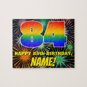 84th Birthday: Fun, Colorful Celebratory Fireworks Jigsaw Puzzle