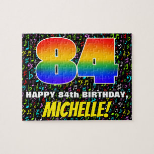 84th Birthday — Fun, Colorful Music Symbols & “84” Jigsaw Puzzle
