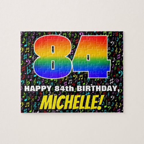 84th Birthday  Fun Colorful Music Symbols  84 Jigsaw Puzzle