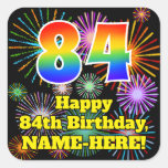 [ Thumbnail: 84th Birthday: Fun Fireworks Look, Rainbow # 84 Sticker ]