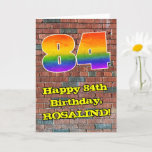 [ Thumbnail: 84th Birthday: Fun Graffiti-Inspired Rainbow 84 Card ]