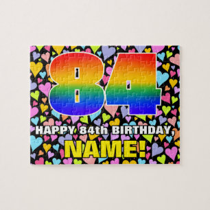 84th Birthday — Fun, Loving Heart Shapes + “84” Jigsaw Puzzle