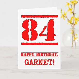 84th Birthday: Fun, Red Rubber Stamp Inspired Look Card