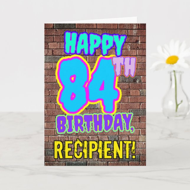 84th Birthday - Fun, Urban Graffiti Inspired Look Card (Small Plant)