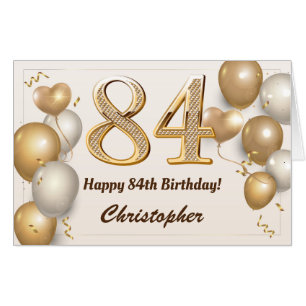 84th Birthday Gold Balloons Confetti Extra Large Card