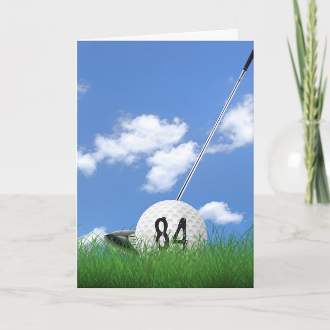 84th birthday golf ball in grass card (Front)