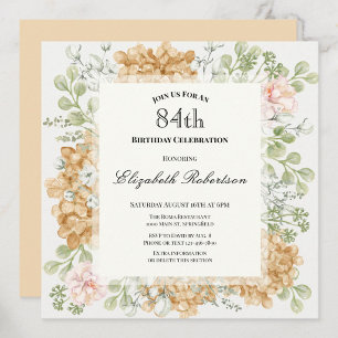 84th Birthday Invitation in Elegant Autumn Colors