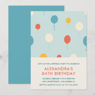 84th birthday invitations Balloons Modern
