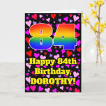 [ Thumbnail: 84th Birthday: Loving Hearts Pattern, Rainbow # 84 Card ]
