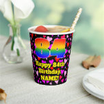 [ Thumbnail: 84th Birthday: Loving Hearts Pattern, Rainbow 84 Paper Cups ]