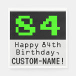 [ Thumbnail: 84th Birthday - Nerdy / Geeky Style "84" & Name Napkins ]