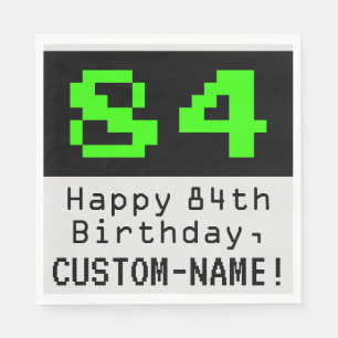 84th Birthday - Nerdy / Geeky Style "84" & Name Napkins