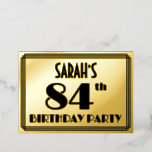 [ Thumbnail: 84th Birthday Party — Art Deco Look “84” + Name Invitation ]