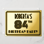 [ Thumbnail: 84th Birthday Party — Art Deco Style “84” & Name Invitation ]