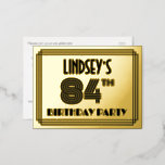 [ Thumbnail: 84th Birthday Party ~ Art Deco Style “84” + Name Postcard ]