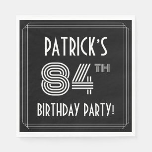 84th Birthday Party: Art Deco Style + Custom Name Napkins