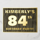[ Thumbnail: 84th Birthday Party: Bold, Faux Wood Grain Pattern Invitation ]