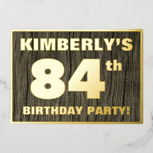 84th Birthday Party: Bold, Faux Wood Grain Pattern Foil Invitation