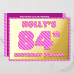 [ Thumbnail: 84th Birthday Party — Bold, Fun, Pink Stripes # 84 Invitation ]