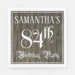 [ Thumbnail: 84th Birthday Party — Fancy Script, Faux Wood Look Napkins ]