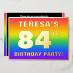 [ Thumbnail: 84th Birthday Party: Fun, Colorful Rainbow Pattern Invitation ]