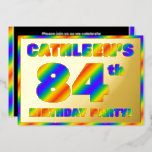 [ Thumbnail: 84th Birthday Party — Fun, Rainbow Spectrum “84” Invitation ]
