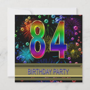 84th Birthday party Invitation with bubbles