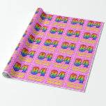 [ Thumbnail: 84th Birthday: Pink Stripes & Hearts, Rainbow # 84 Wrapping Paper ]