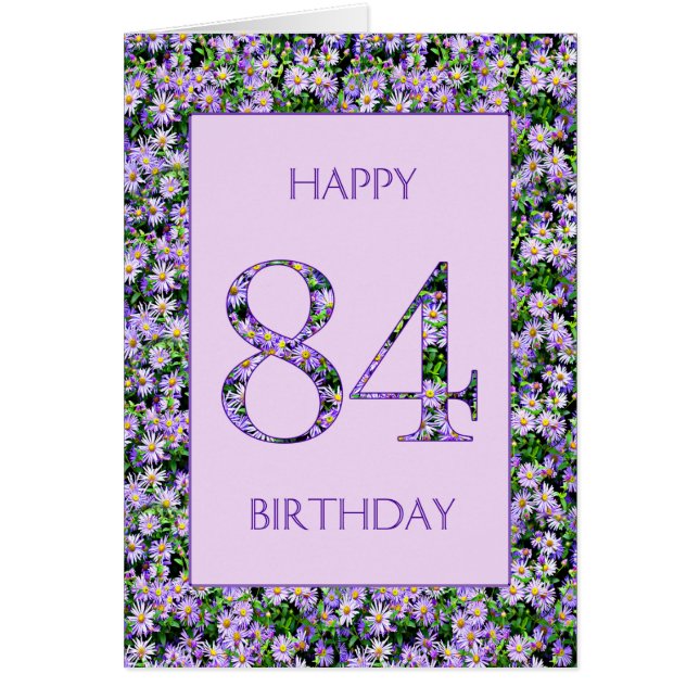 84th Birthday Purple Daisies Cards (Front)