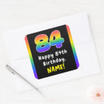 [ Thumbnail: 84th Birthday: Rainbow Spectrum # 84, Custom Name Sticker ]