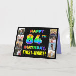 [ Thumbnail: 84th Birthday: Rainbow Text, Custom Photos & Name Card ]