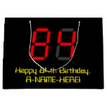 [ Thumbnail: 84th Birthday: Red Digital Clock Style "84" + Name Gift Bag ]