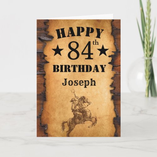 84th Birthday Rustic Country Western Cowboy Horse Card